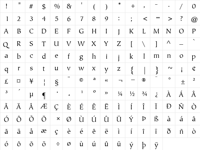 ITCTiepolo-Book Book  glyph index
