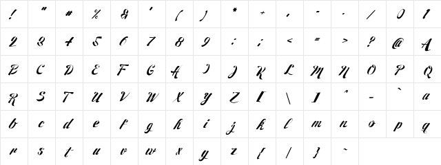 27th RPS Regular  glyph index
