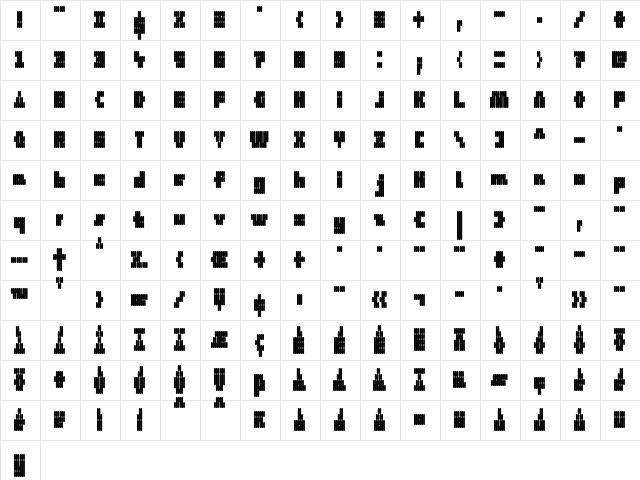 DS Okinami265R Regular  glyph index