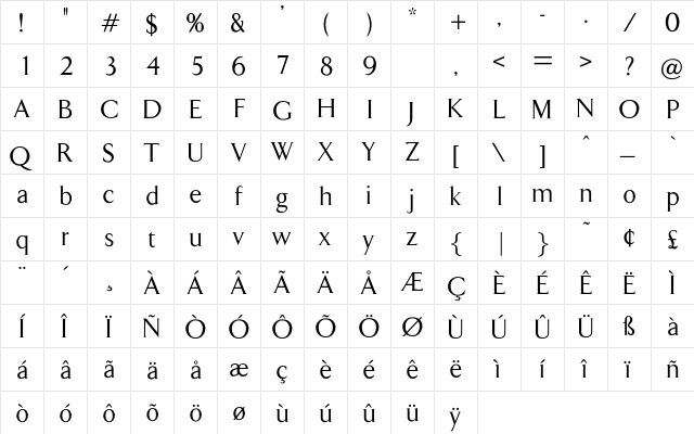 Arabien Regular  glyph index