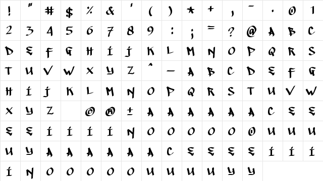 IllegalEdding Regular  glyph index
