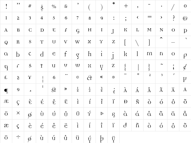DemocraticaRegularLining Regular  glyph index