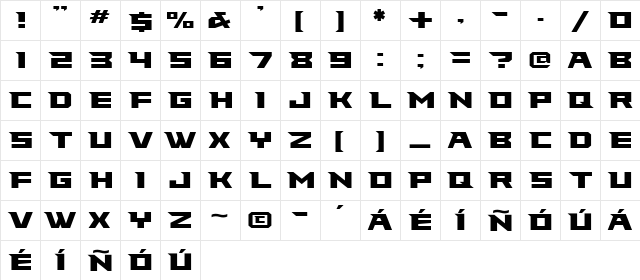 FalconsFont Regular  glyph index