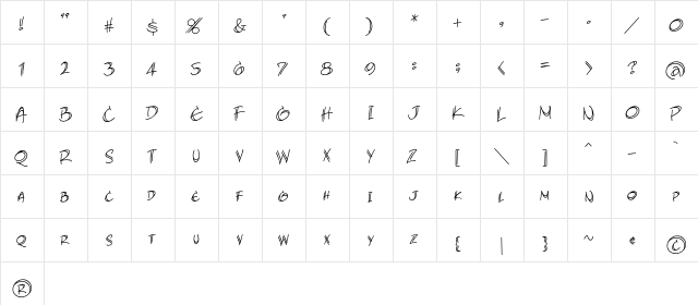 AtlandSketches BB Regular  glyph index