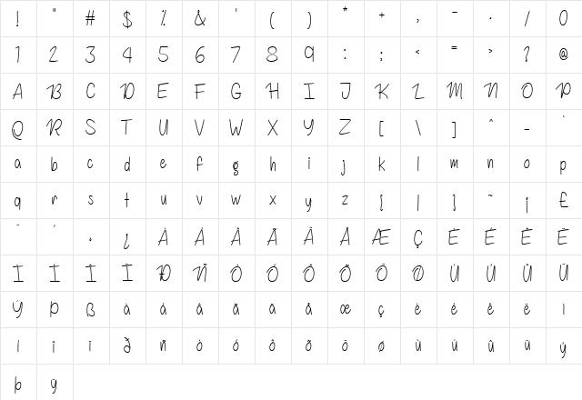 Never Ever Regular  glyph index