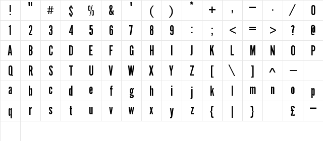 Reyna Regular  glyph index