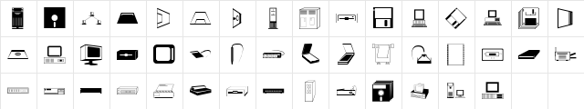 PC Dingbats Regular  glyph index