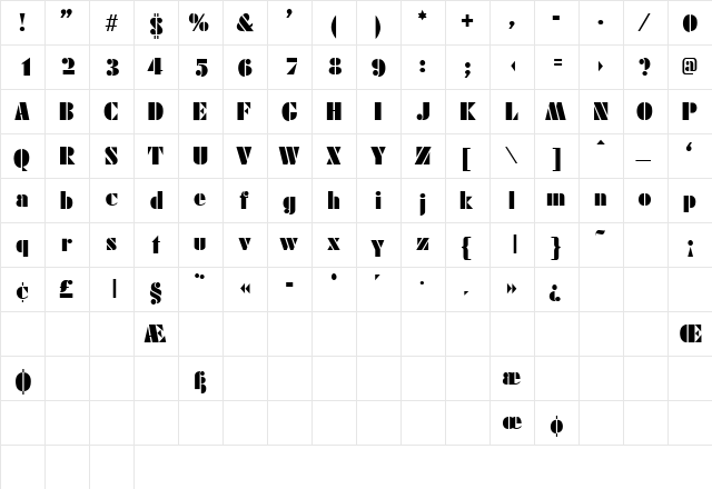 KudosPosterSSK Regular  glyph index