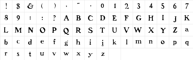 SansedroSSK Regular  glyph index