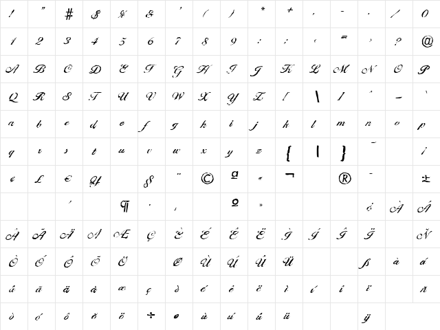 NicholasBeckerAntique-Medium Regular  glyph index
