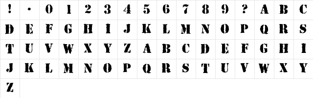 Due Date Regular  glyph index