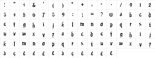 Gartentika Regular  glyph index