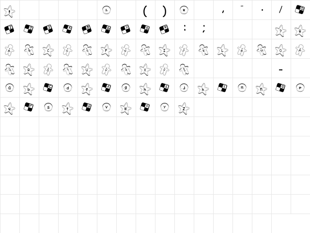 Cookie Font Regular  glyph index
