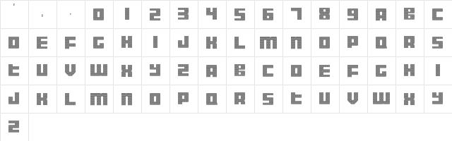 Display Gothic E Regular  glyph index