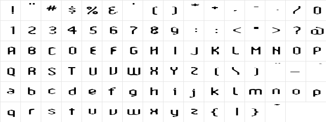 Amosis Technik Regular  glyph index