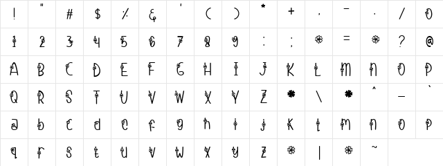 Flowa Regular  glyph index