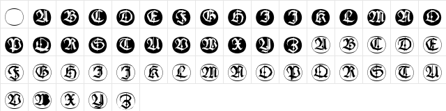 FrakturInitialenAngularRound Regular  glyph index