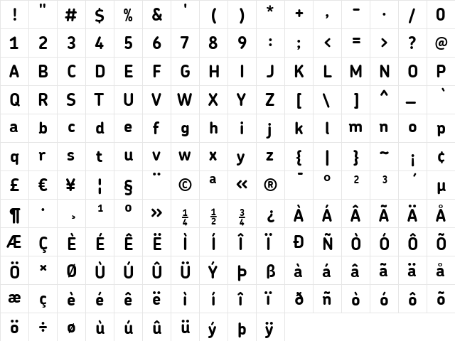 Chevin Bold  glyph index