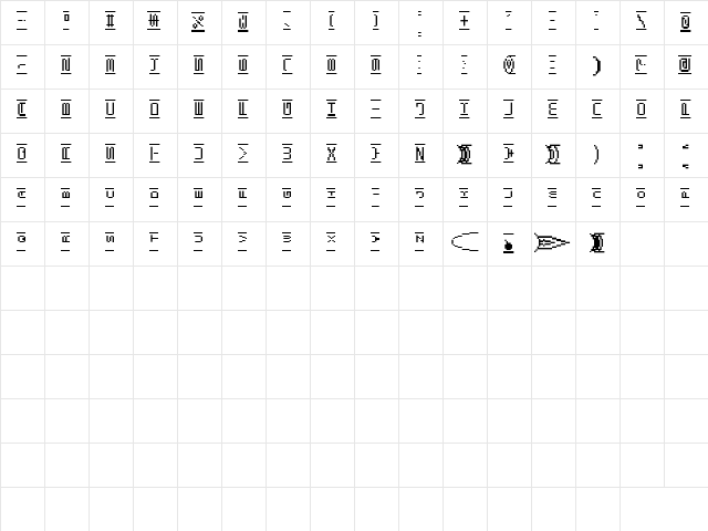 Shuttle BMP18 Regular  glyph index