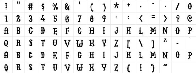 Cowboy Junk DEMO Regular  glyph index