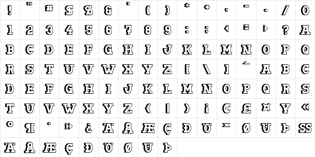 Doergon Shift Regular  glyph index