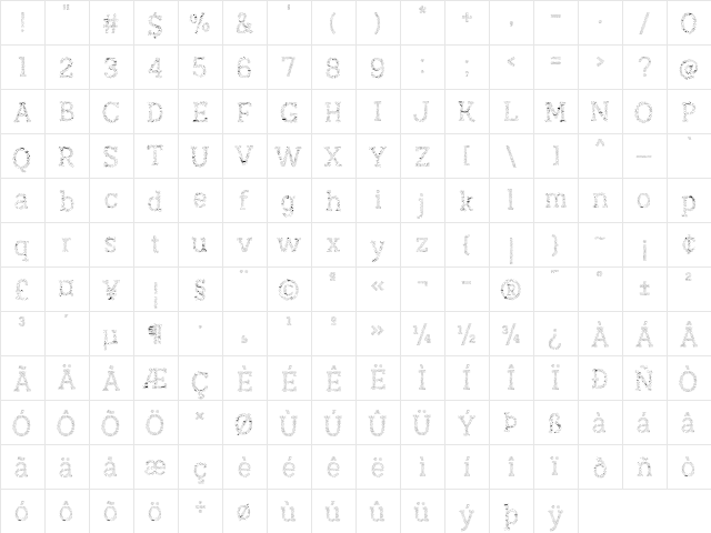 Austral Slab Maplines Regular  glyph index