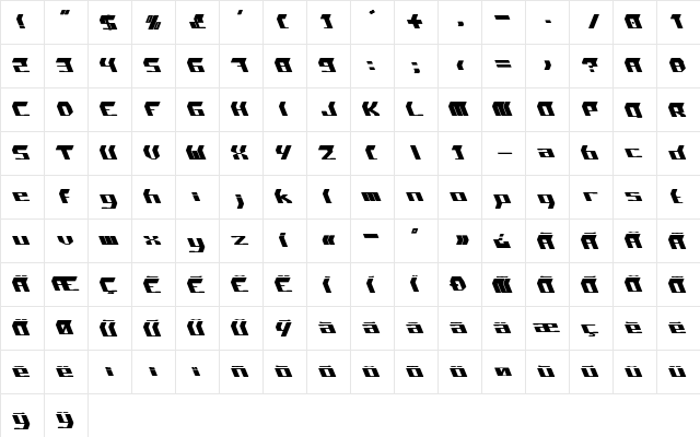 WARNING Regular  glyph index