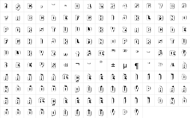 a_Simpler3DShiftDn Regular  glyph index