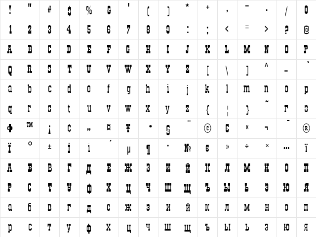 Traktir Normal  glyph index