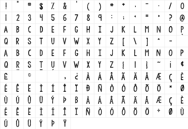 KG All of Me Regular  glyph index