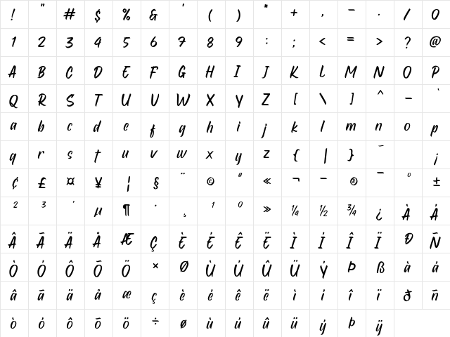 Red Seats Regular  glyph index