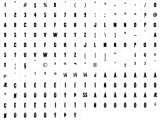 Bou Collegiate Regular  glyph index