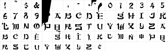 DickChamberlainsDeathF Regular  glyph index