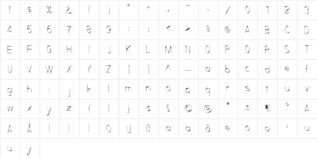 ScrFIBbLE Italic  glyph index