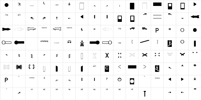 Zeichen Dreihundert Alt Regular  glyph index