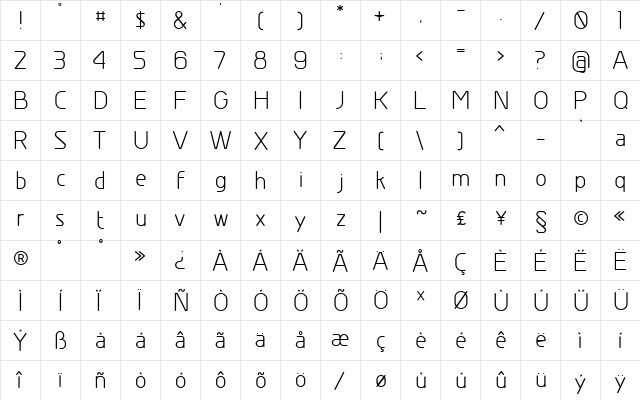 GreyscaleBasic Regular  glyph index