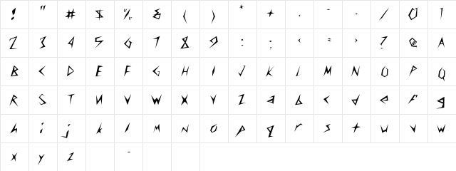CONSTANT Regular  glyph index