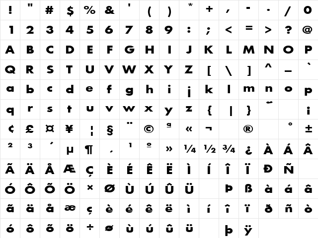 Heartbreaker 1 Regular  glyph index