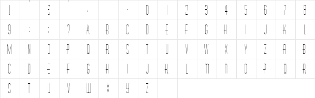 Rhyol Regular  glyph index