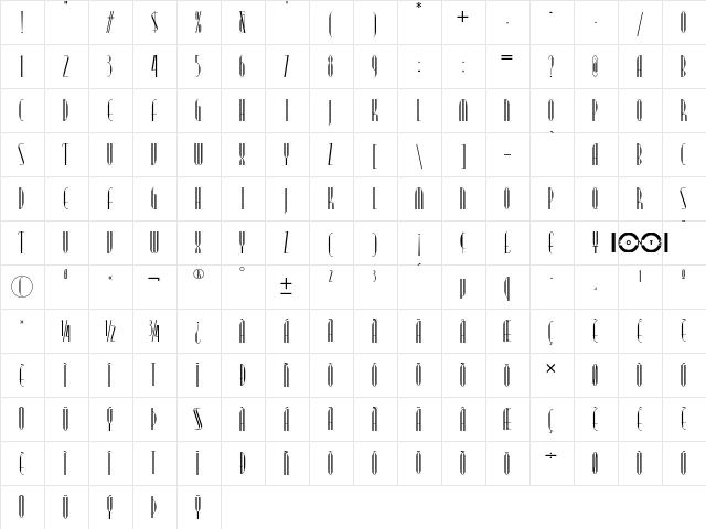 Modern Typography NF Regular  glyph index