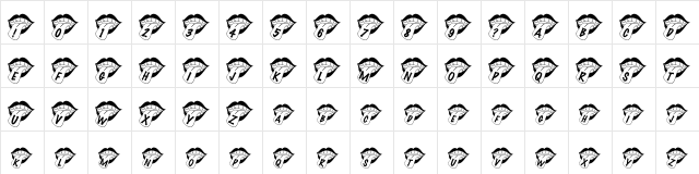 RMMouthy Regular  glyph index