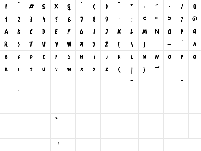 Space Garden Regular  glyph index