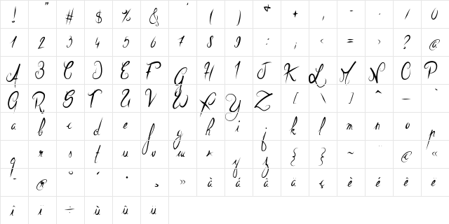 Elegant Dragon Regular  glyph index