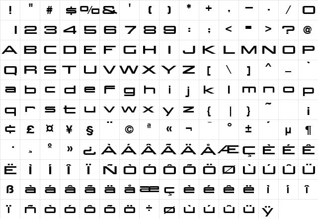 TR Normal  glyph index