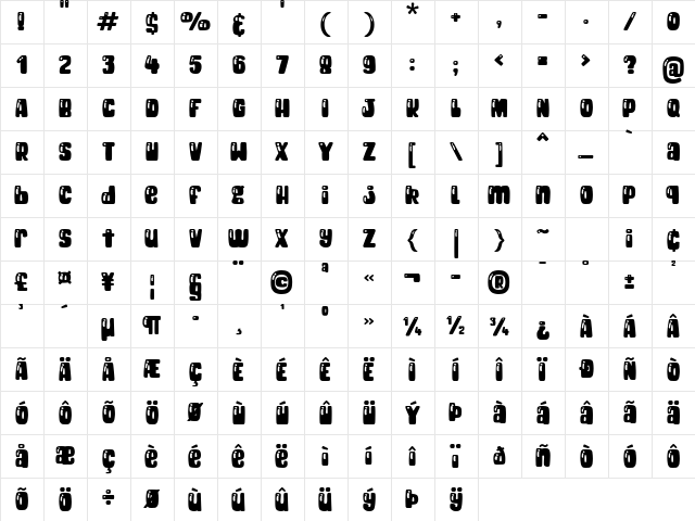 Cheeky Bite Shine - AND Regular  glyph index