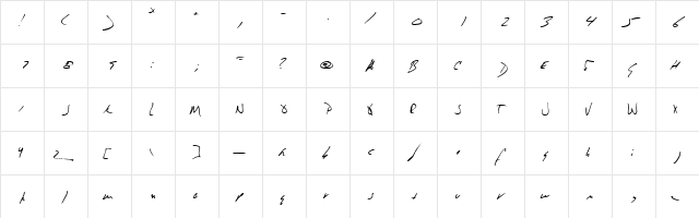 jeni Regular  glyph index