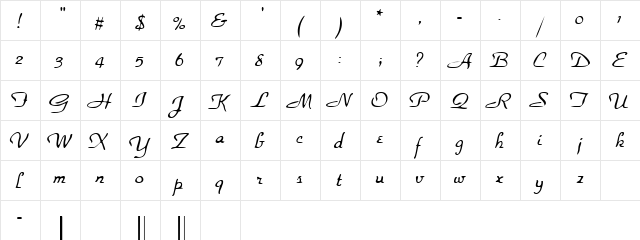 Park Regular  glyph index