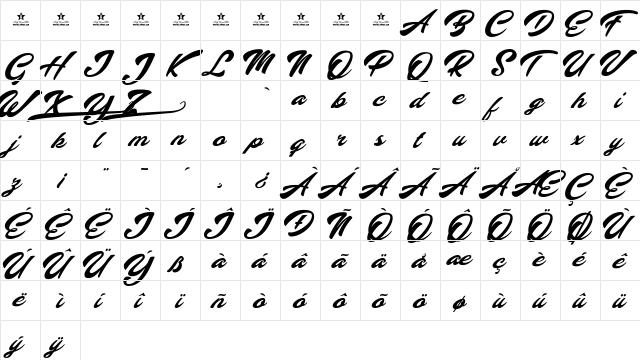 Altavista Regular  glyph index
