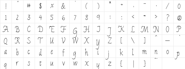 PC Italic Lines Regular  glyph index