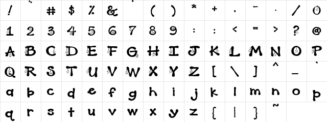 PC Dangle Star Regular  glyph index